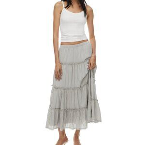 Aritzia Wilfred NWT Damasque Skirt In Ashen Bohemian Tiered Ruffled Midi Size S